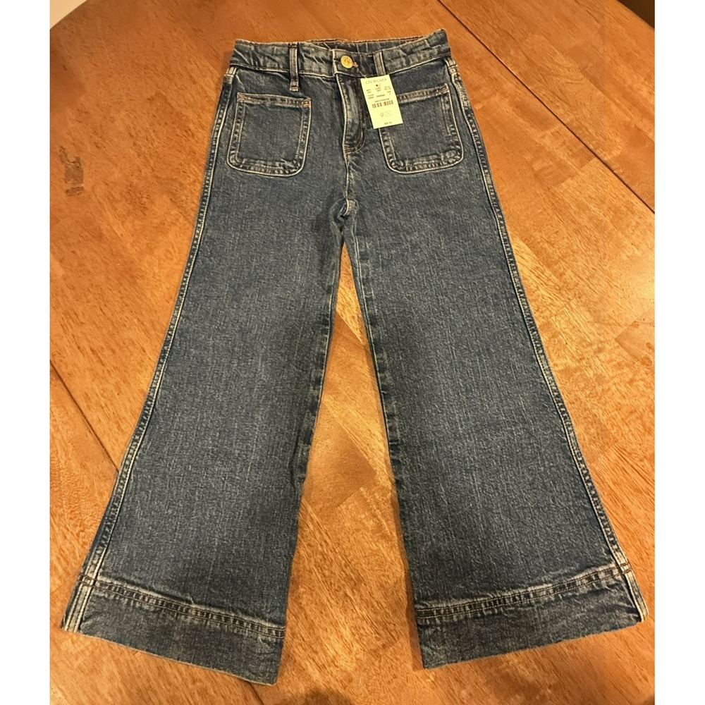 Crewcuts J Crew Girls Sailor Wide Leg Jeans Size 7 Patch Pockets NWT